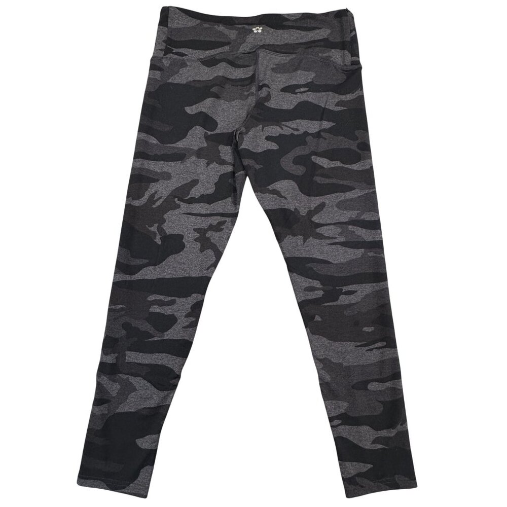 Tuff Athletics Camo Print Womens Leggings Sz Large Black Gray Activewear Pocket - Picture 3 of 14